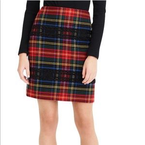 NWT J. Crew Metallic Tartan Skirt